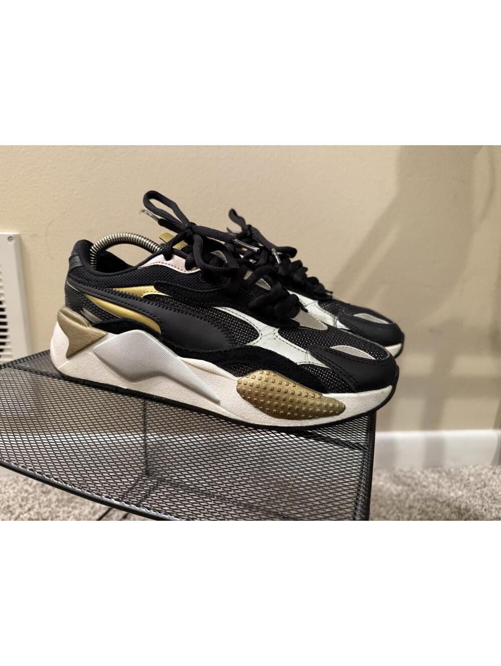 Puma RS-X Running Shoes Sneakers - Women’s 8.5 - Black Silver Gold
